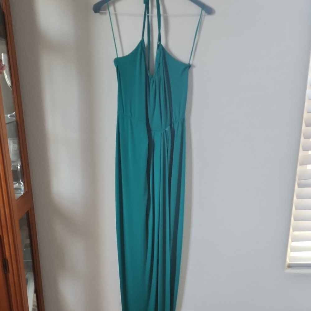 Caribbean Queen Teal Halter Dress